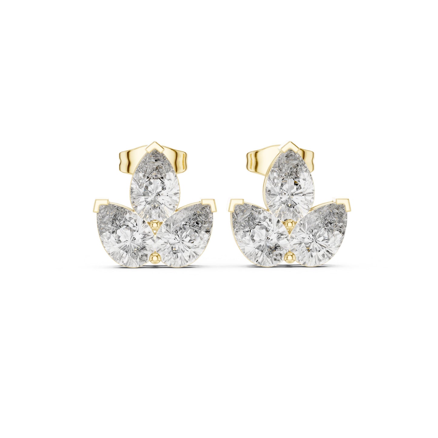 Mixed Shape Lab Grown Diamond Cluster Earrings