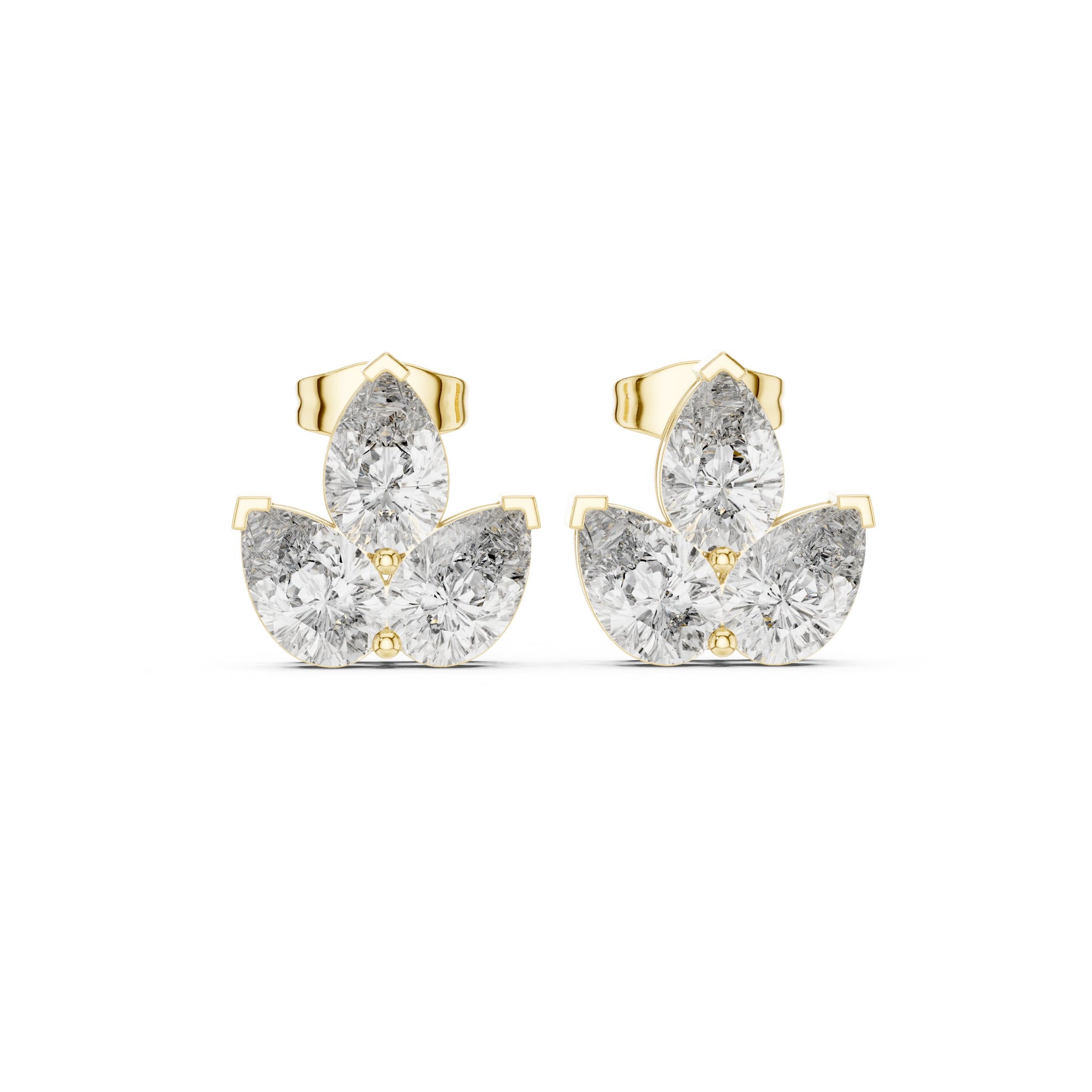 Mixed Shape Lab Grown Diamond Cluster Earrings