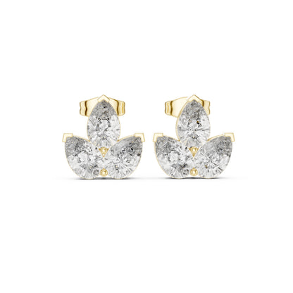 Mixed Shape Lab Grown Diamond Cluster Earrings