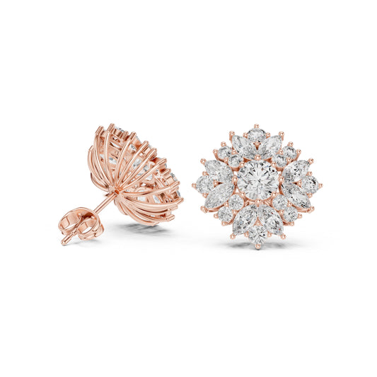 Mixed Shape Lab Grown Diamond Cluster Earrings