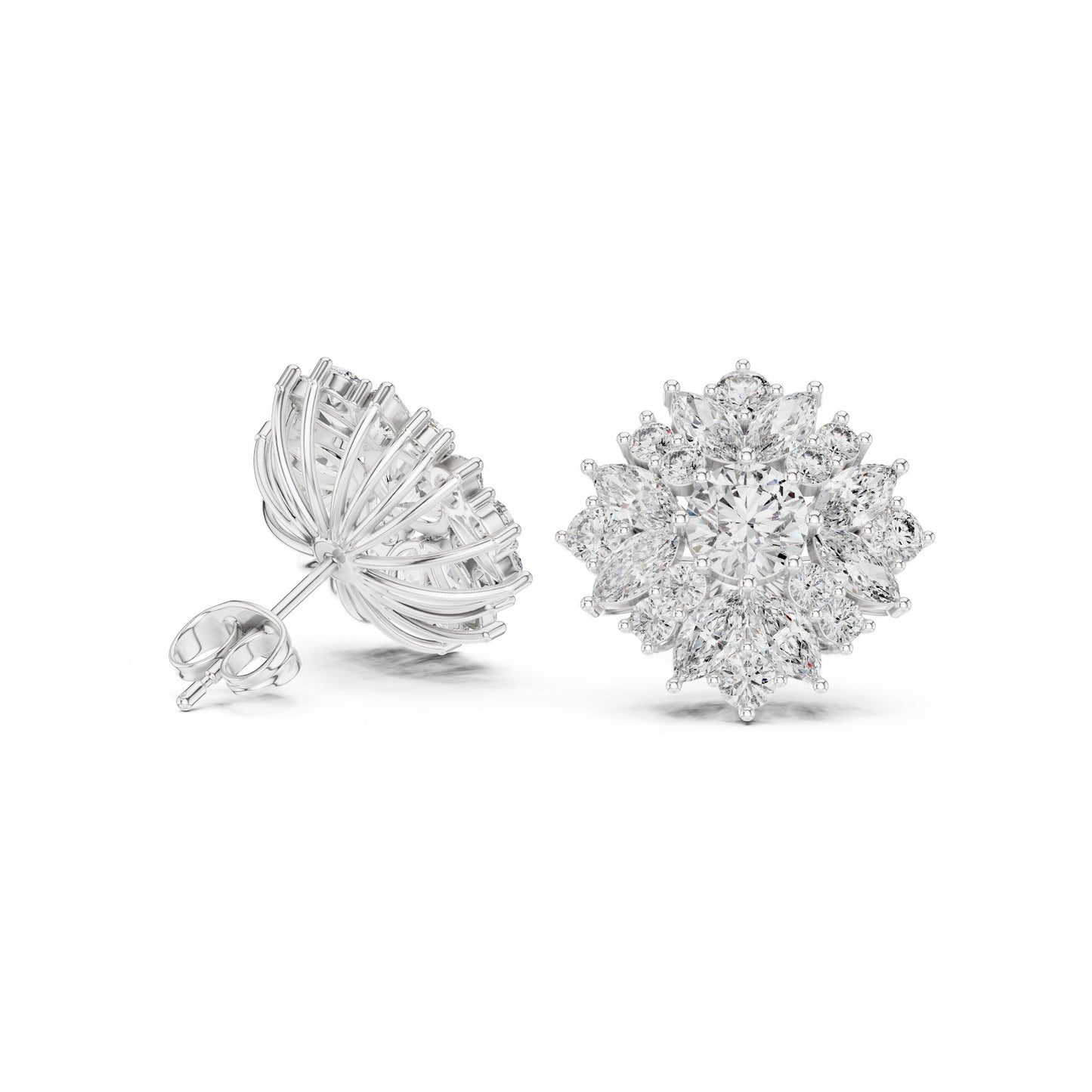 Mixed Shape Lab Grown Diamond Cluster Earrings