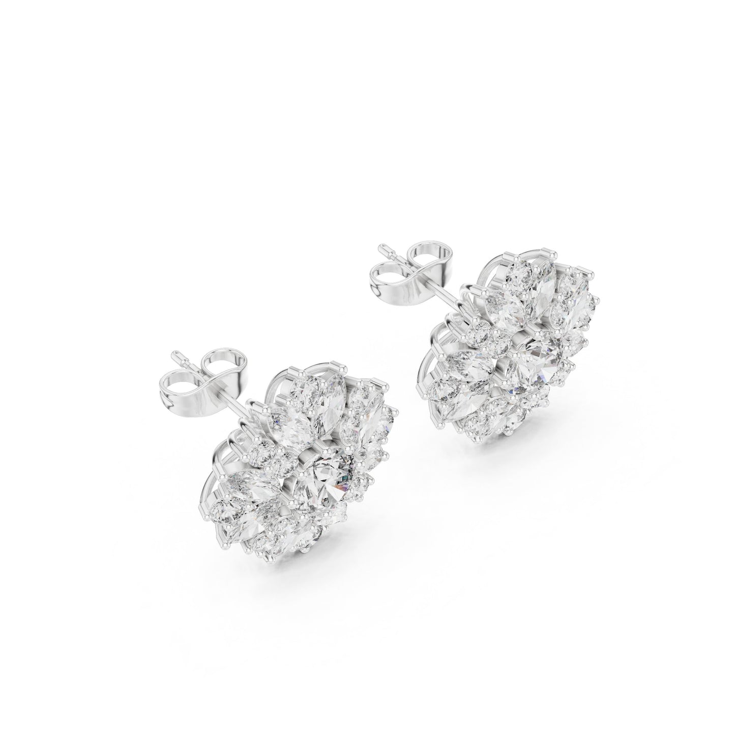 Mixed Shape Lab Grown Diamond Cluster Earrings