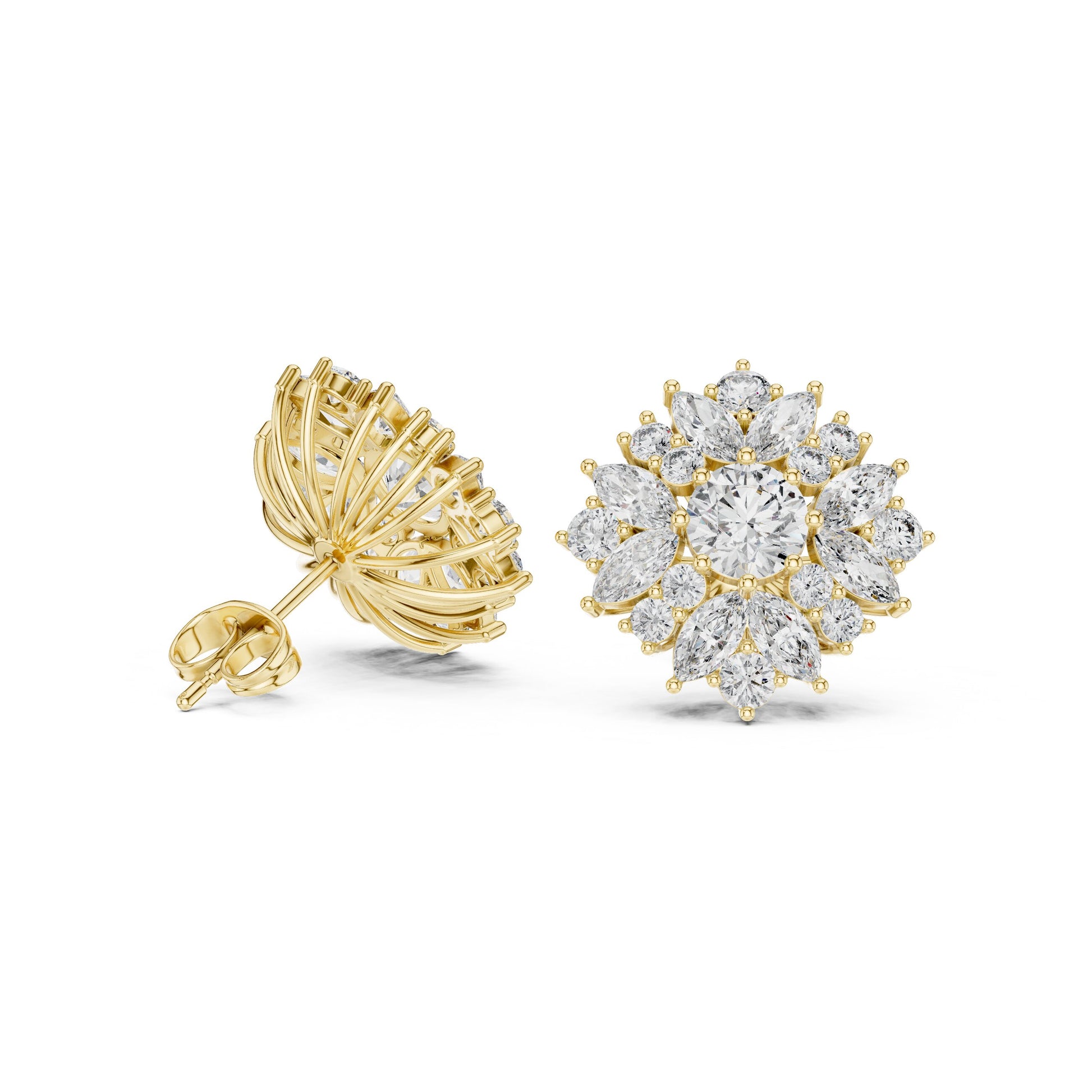 Mixed Shape Lab Grown Diamond Cluster Earrings