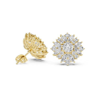 Mixed Shape Lab Grown Diamond Cluster Earrings