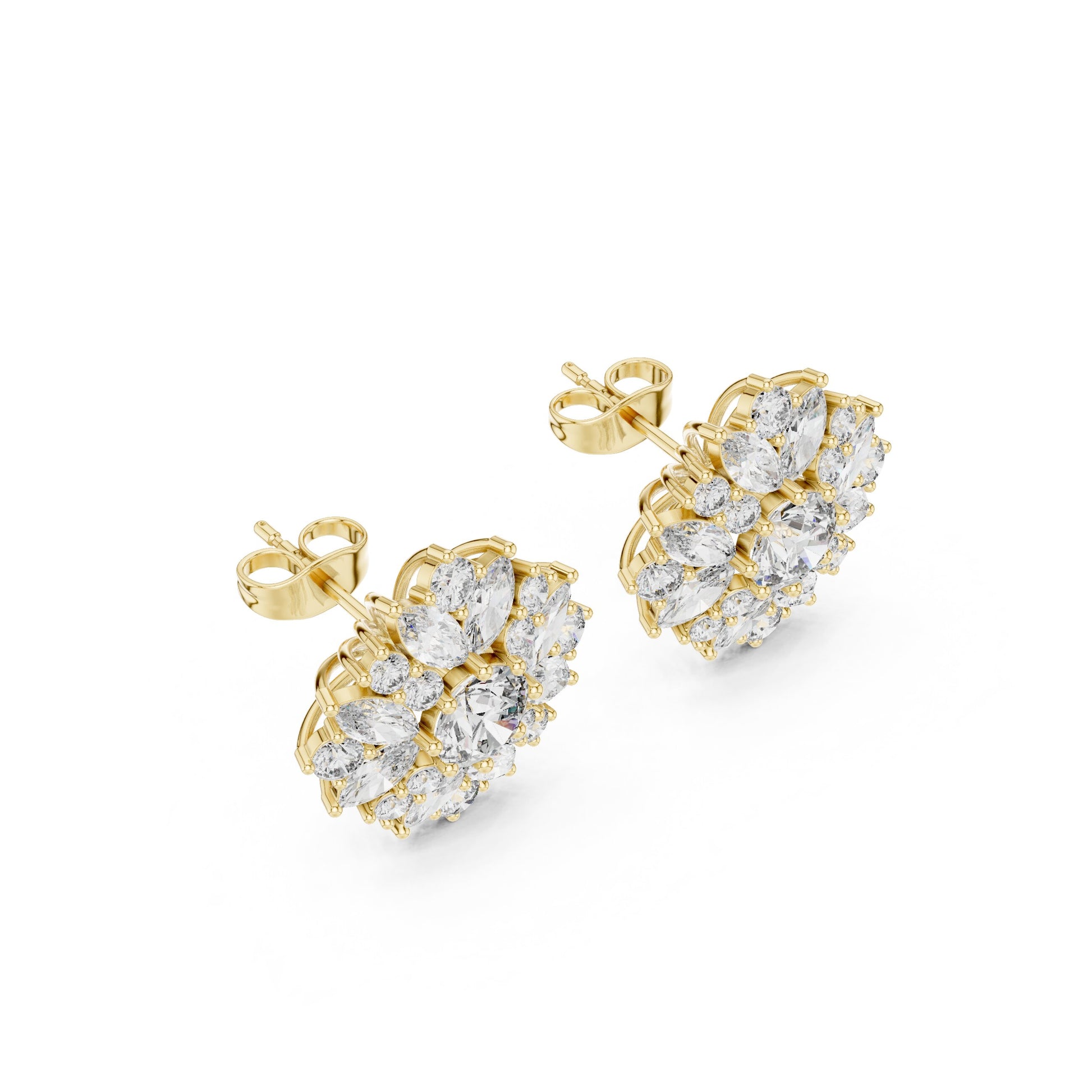 Mixed Shape Lab Grown Diamond Cluster Earrings