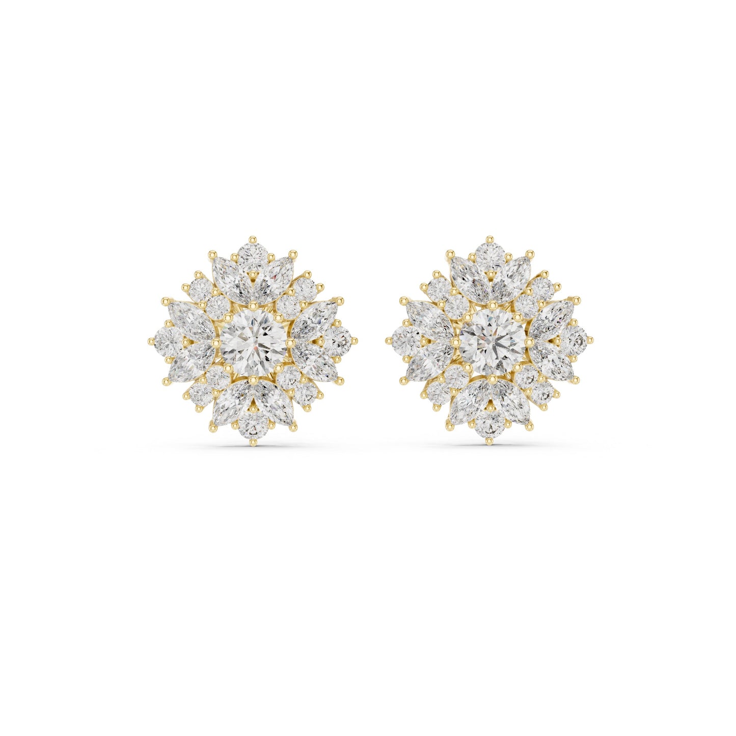 Mixed Shape Lab Grown Diamond Cluster Earrings