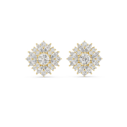 Mixed Shape Lab Grown Diamond Cluster Earrings