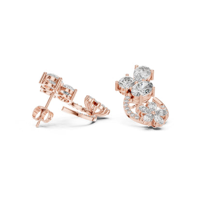 Mixed Shape Lab Grown Diamond Cluster Earrings