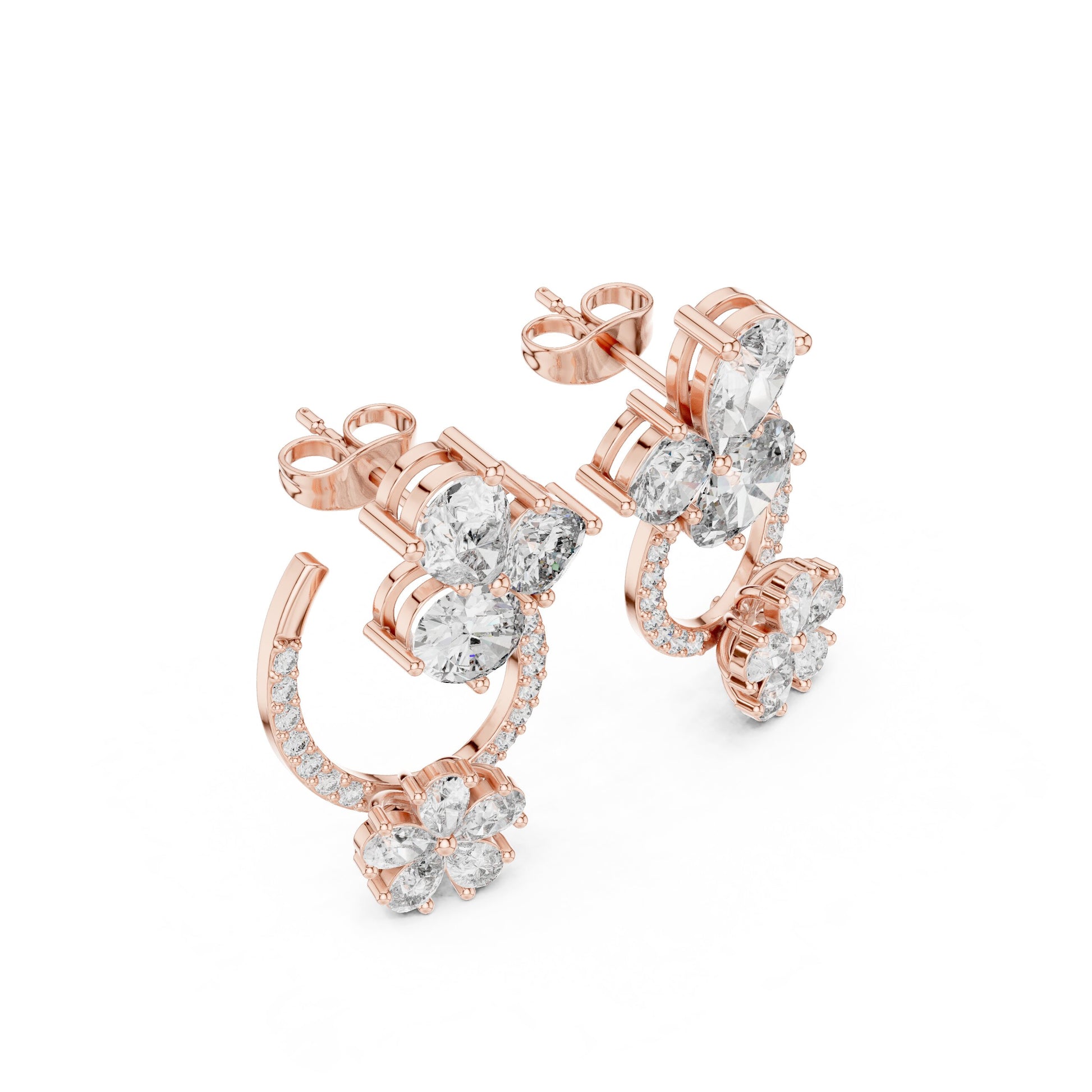 Mixed Shape Lab Grown Diamond Cluster Earrings