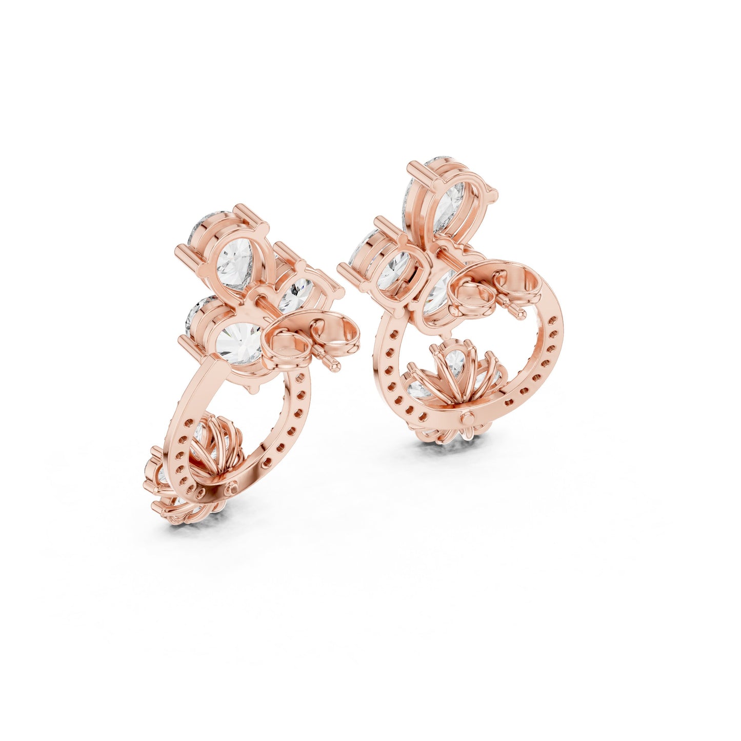 Mixed Shape Lab Grown Diamond Cluster Earrings