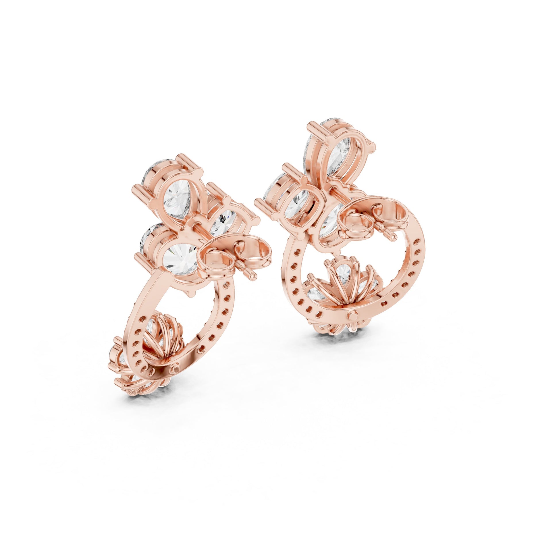Mixed Shape Lab Grown Diamond Cluster Earrings