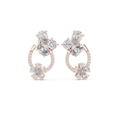 Mixed Shape Lab Grown Diamond Cluster Earrings
