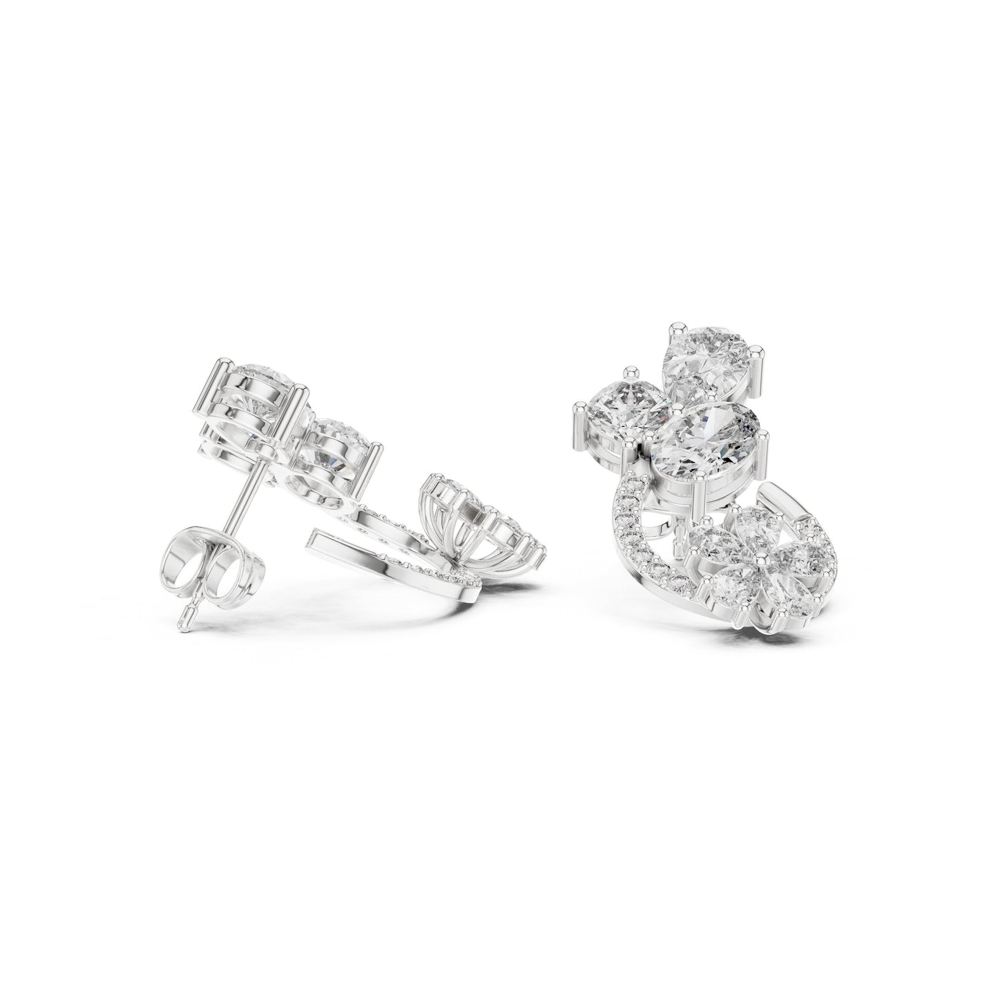 Mixed Shape Lab Grown Diamond Cluster Earrings