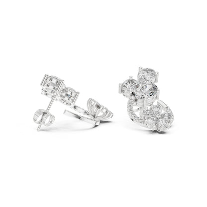 Mixed Shape Lab Grown Diamond Cluster Earrings