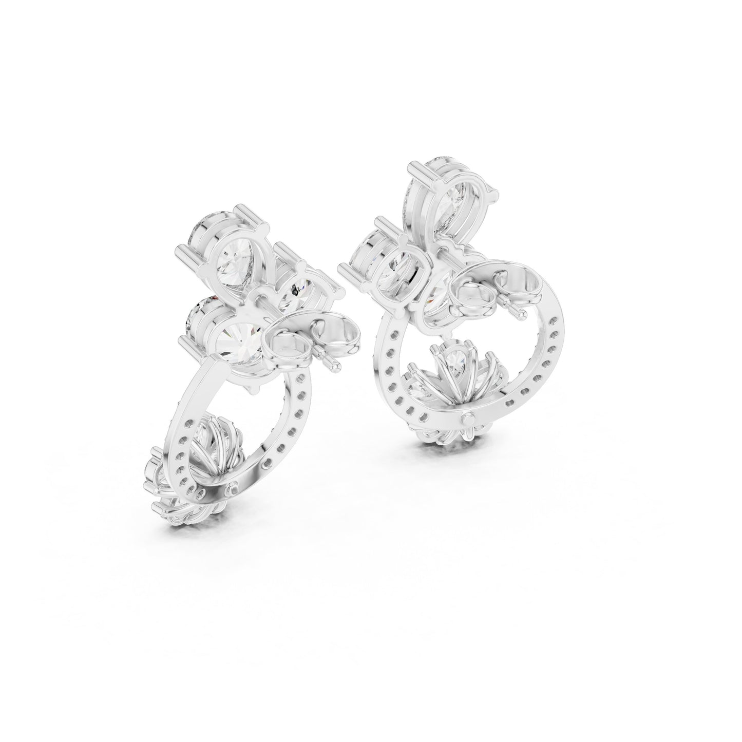 Mixed Shape Lab Grown Diamond Cluster Earrings