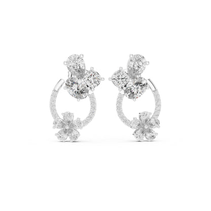 Mixed Shape Lab Grown Diamond Cluster Earrings