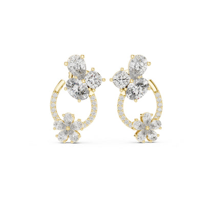Mixed Shape Lab Grown Diamond Cluster Earrings
