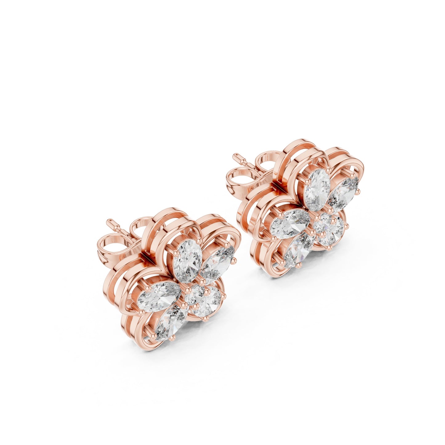 Mixed Shape Lab Grown Diamond Cluster Earrings