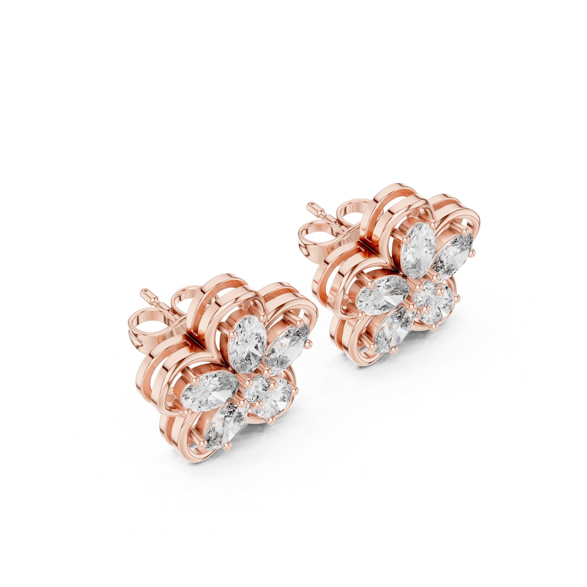 Mixed Shape Lab Grown Diamond Cluster Earrings