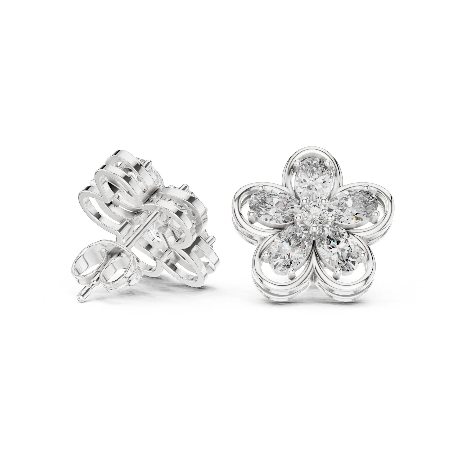 Mixed Shape Lab Grown Diamond Cluster Earrings