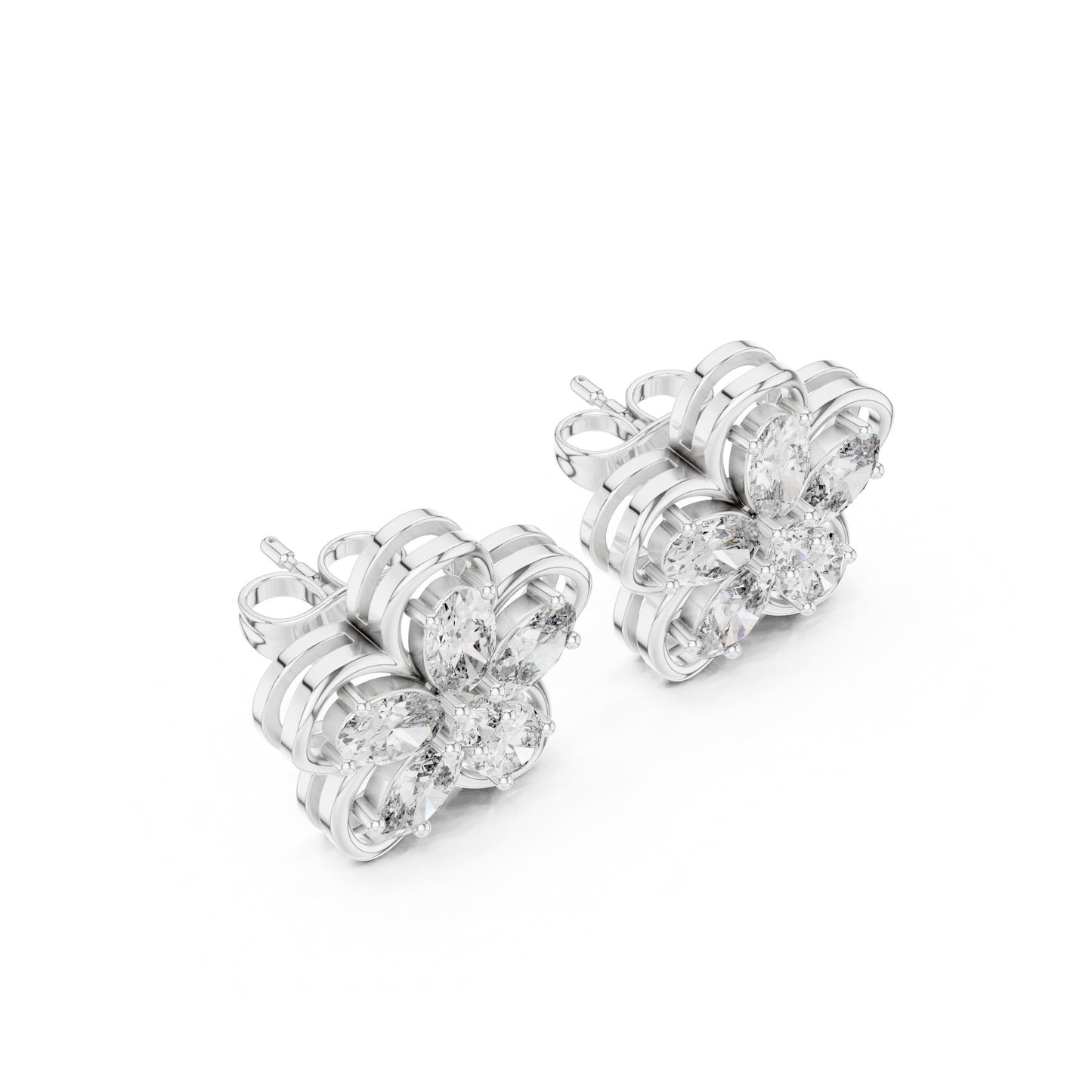 Mixed Shape Lab Grown Diamond Cluster Earrings