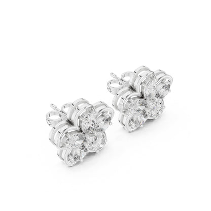 Mixed Shape Lab Grown Diamond Cluster Earrings