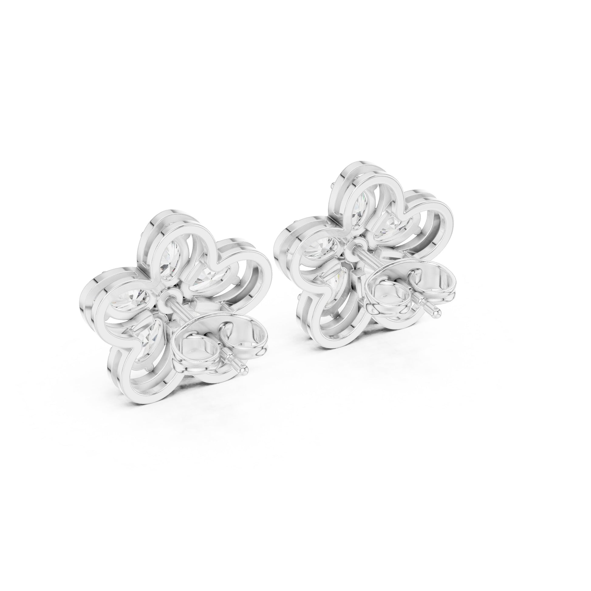 Mixed Shape Lab Grown Diamond Cluster Earrings