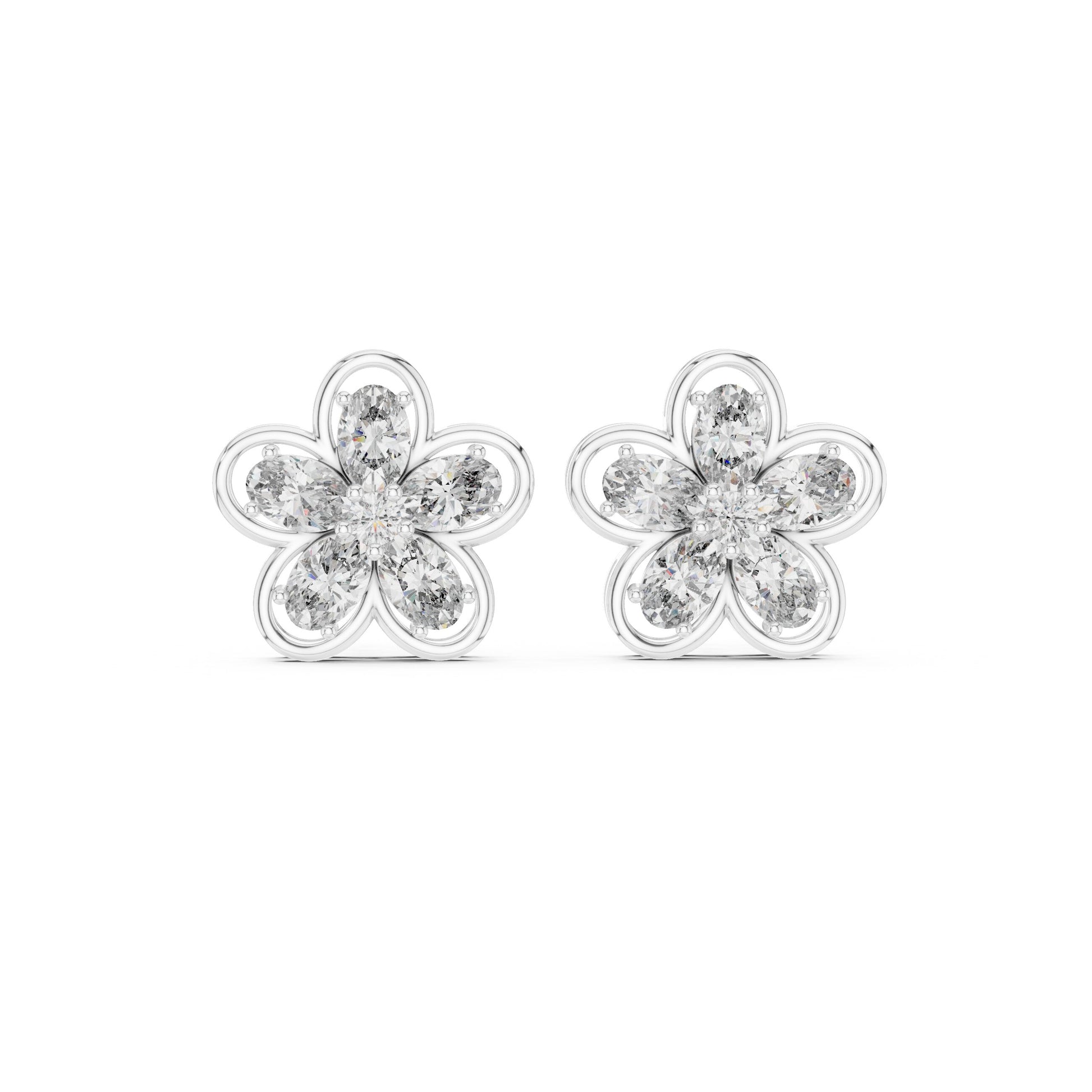 Mixed Shape Lab Grown Diamond Cluster Earrings