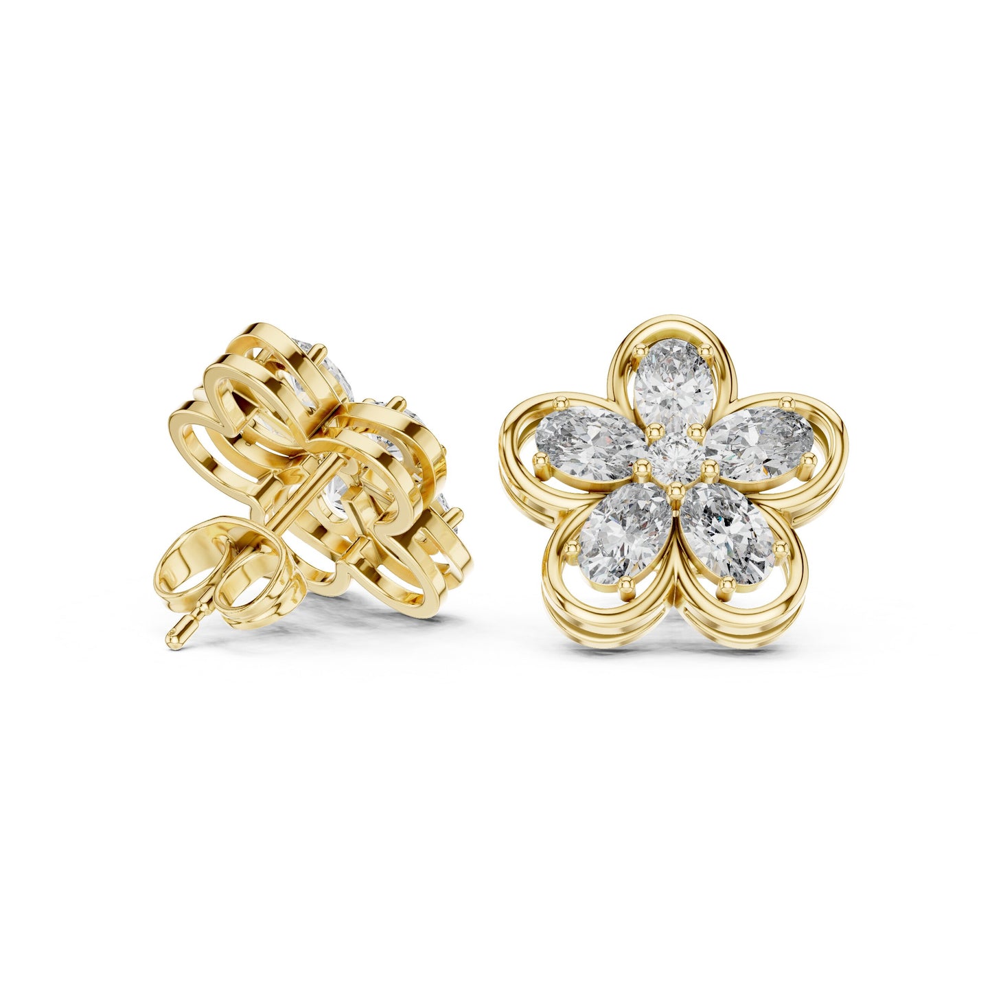 Mixed Shape Lab Grown Diamond Cluster Earrings