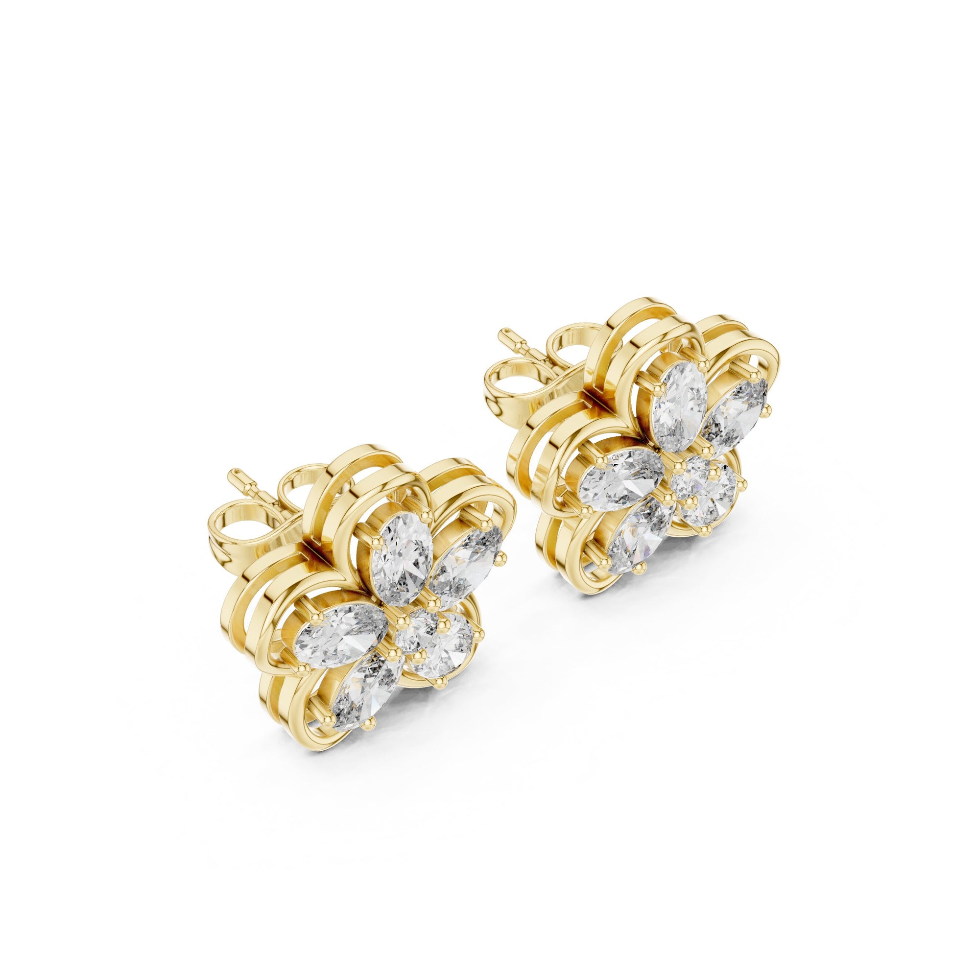 Mixed Shape Lab Grown Diamond Cluster Earrings