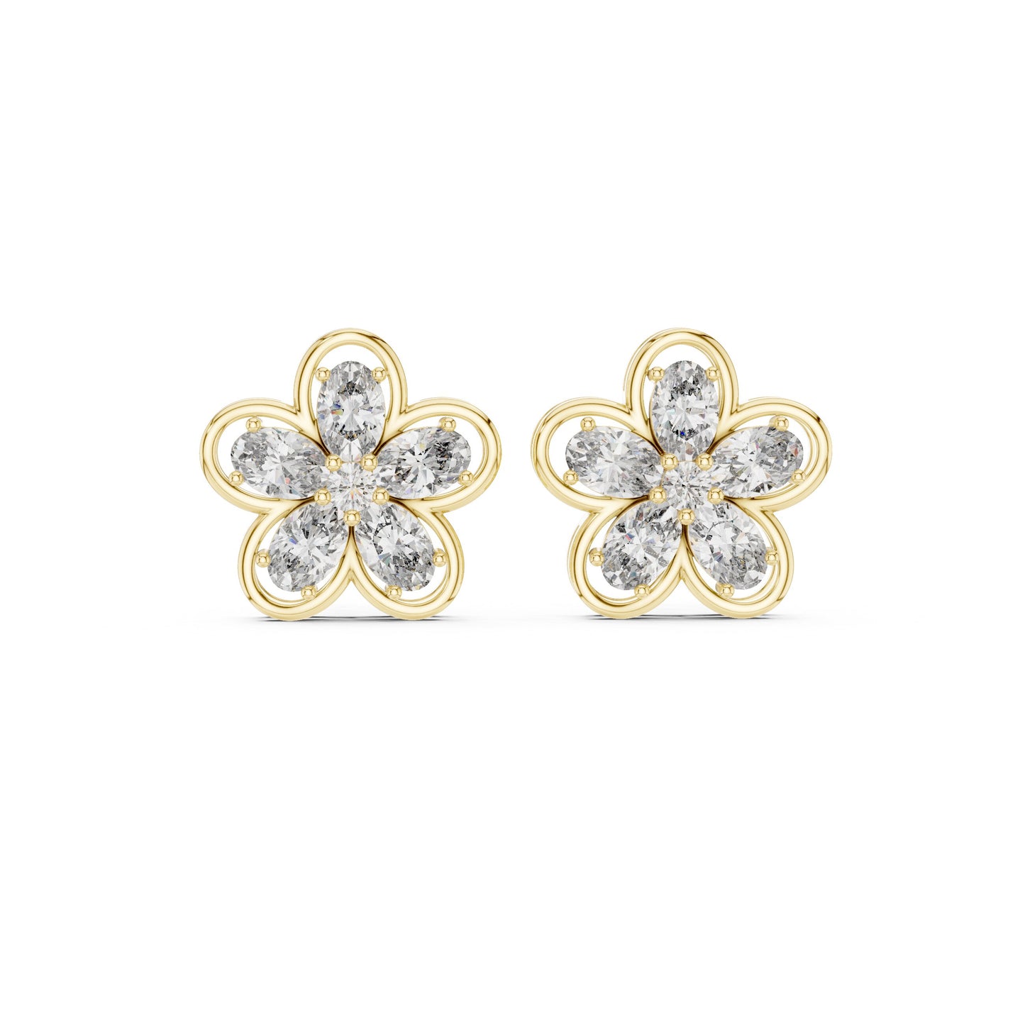 Mixed Shape Lab Grown Diamond Cluster Earrings
