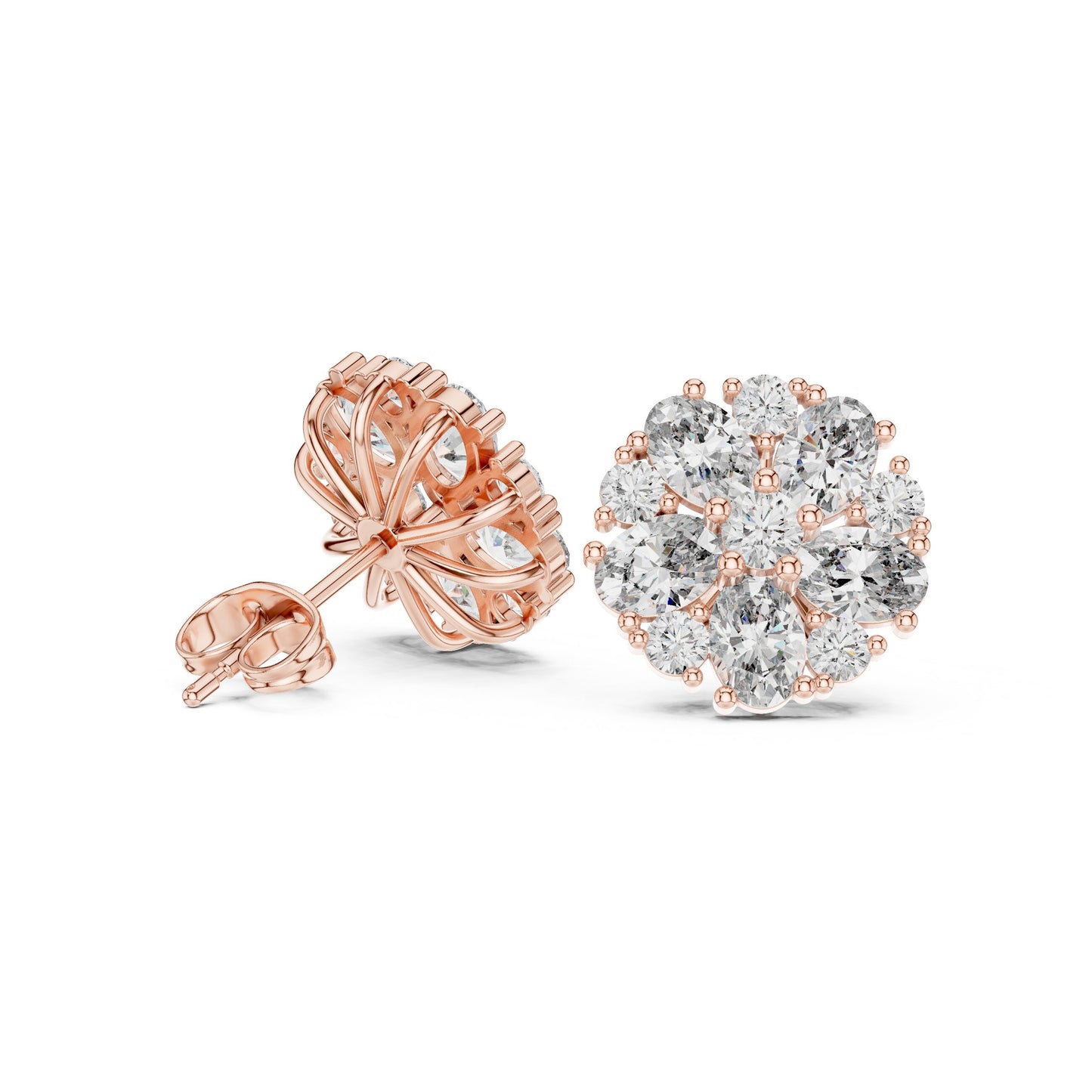 Round Cluster Lab Grown Diamond Earrings