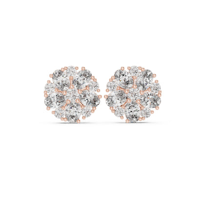 Round Cluster Lab Grown Diamond Earrings