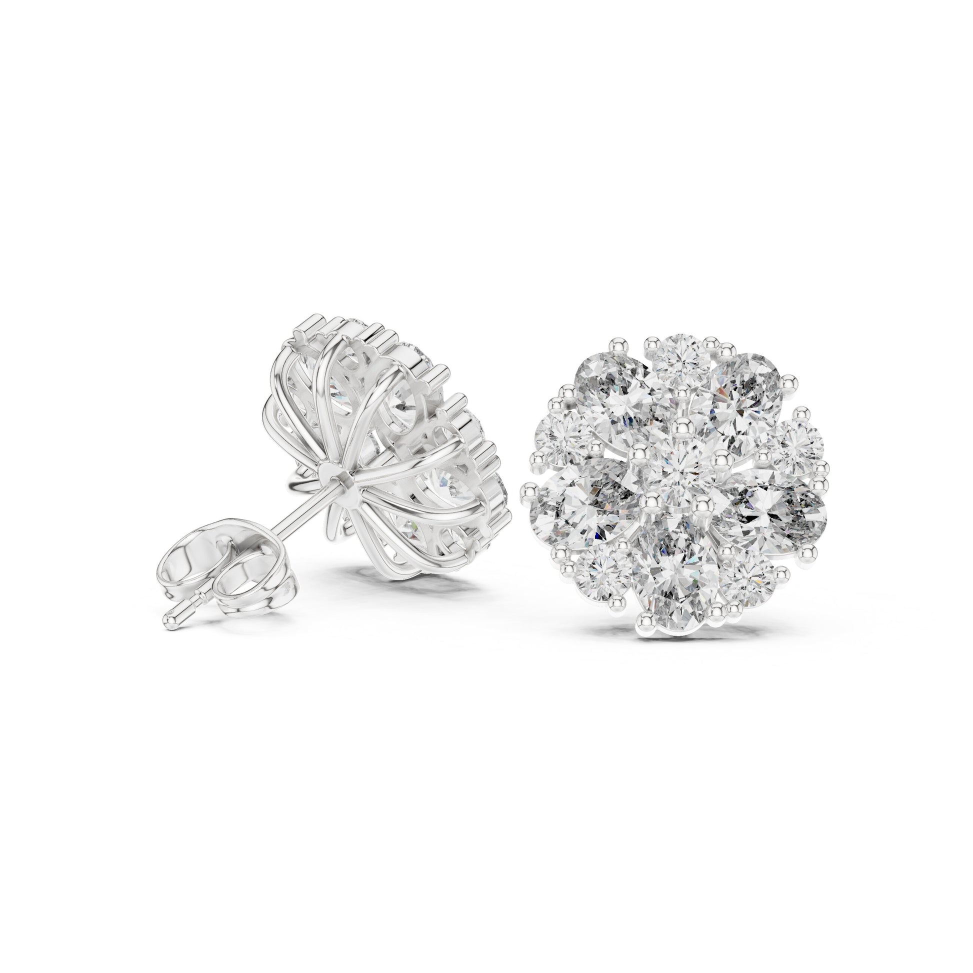 Round Cluster Lab Grown Diamond Earrings
