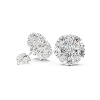 Round Cluster Lab Grown Diamond Earrings