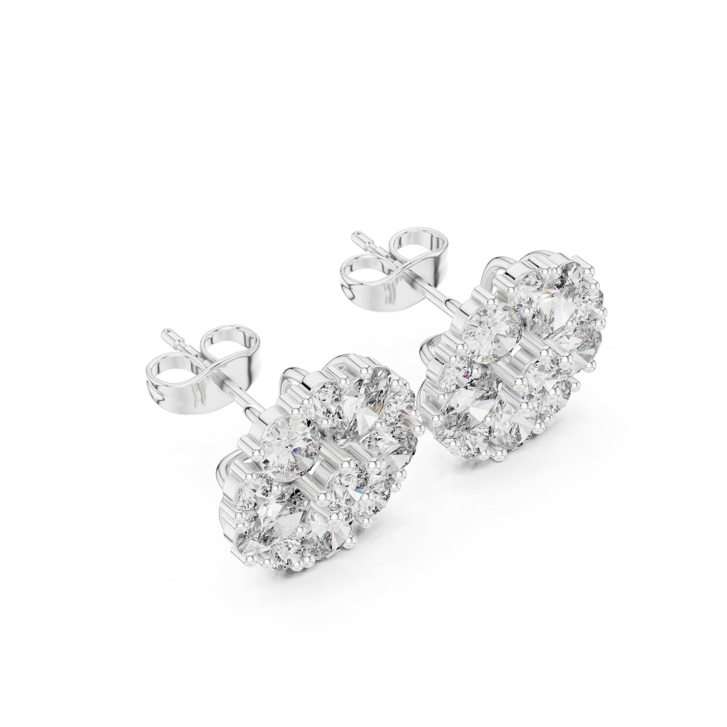 Round Cluster Lab Grown Diamond Earrings