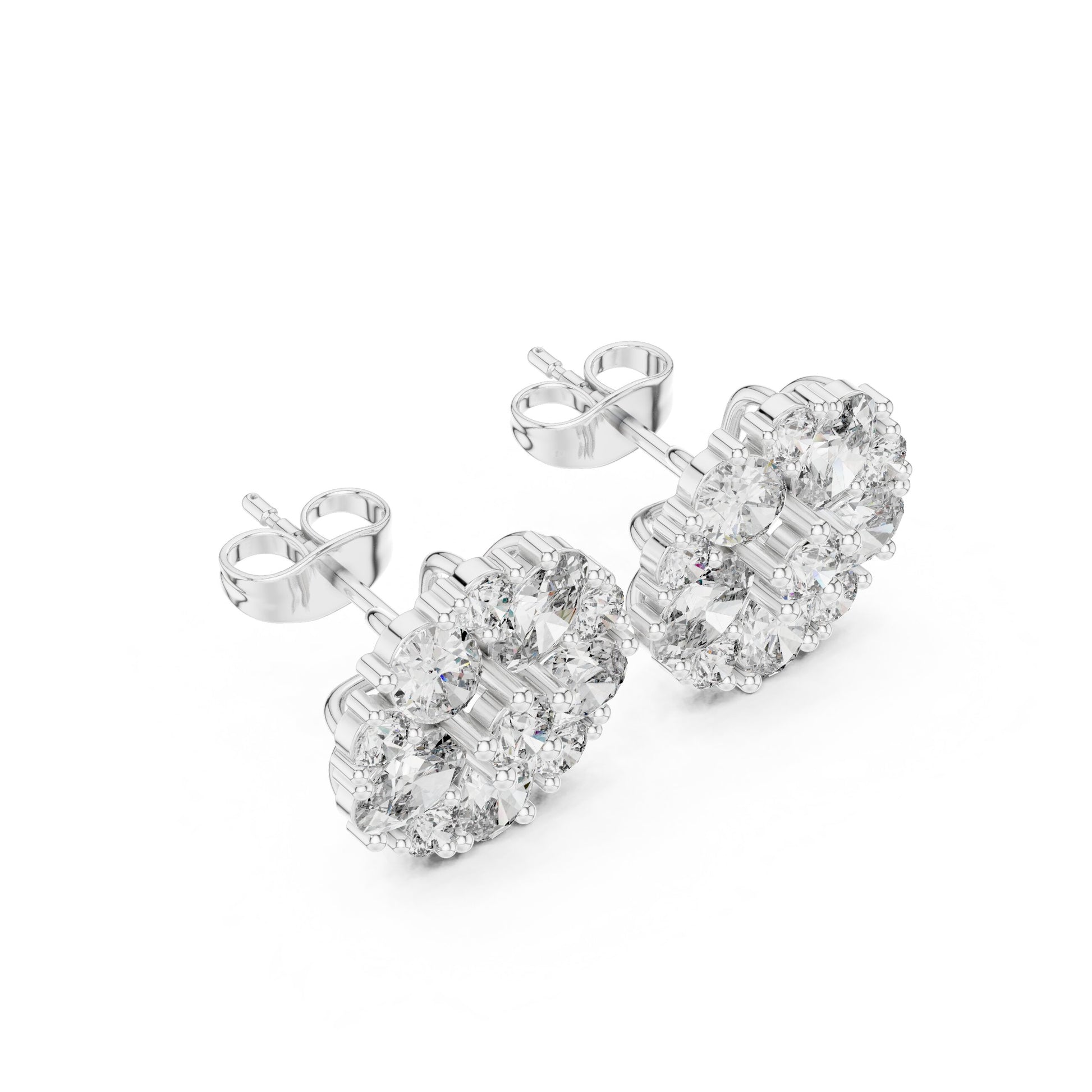 Round Cluster Lab Grown Diamond Earrings