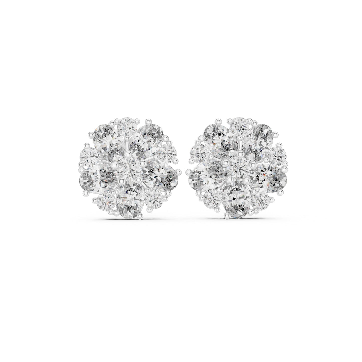 Round Cluster Lab Grown Diamond Earrings