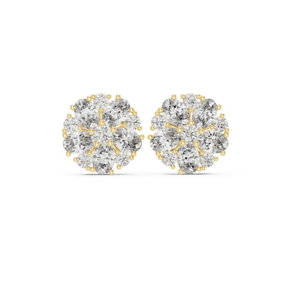 Round Cluster Lab Grown Diamond Earrings