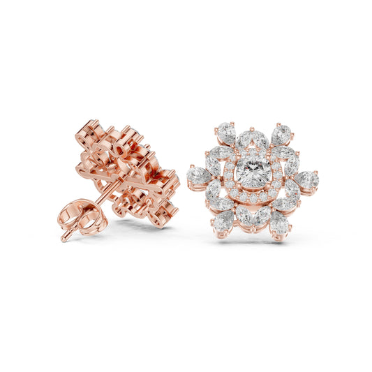 Mixed Shape Lab Grown Diamond Cluster Earrings