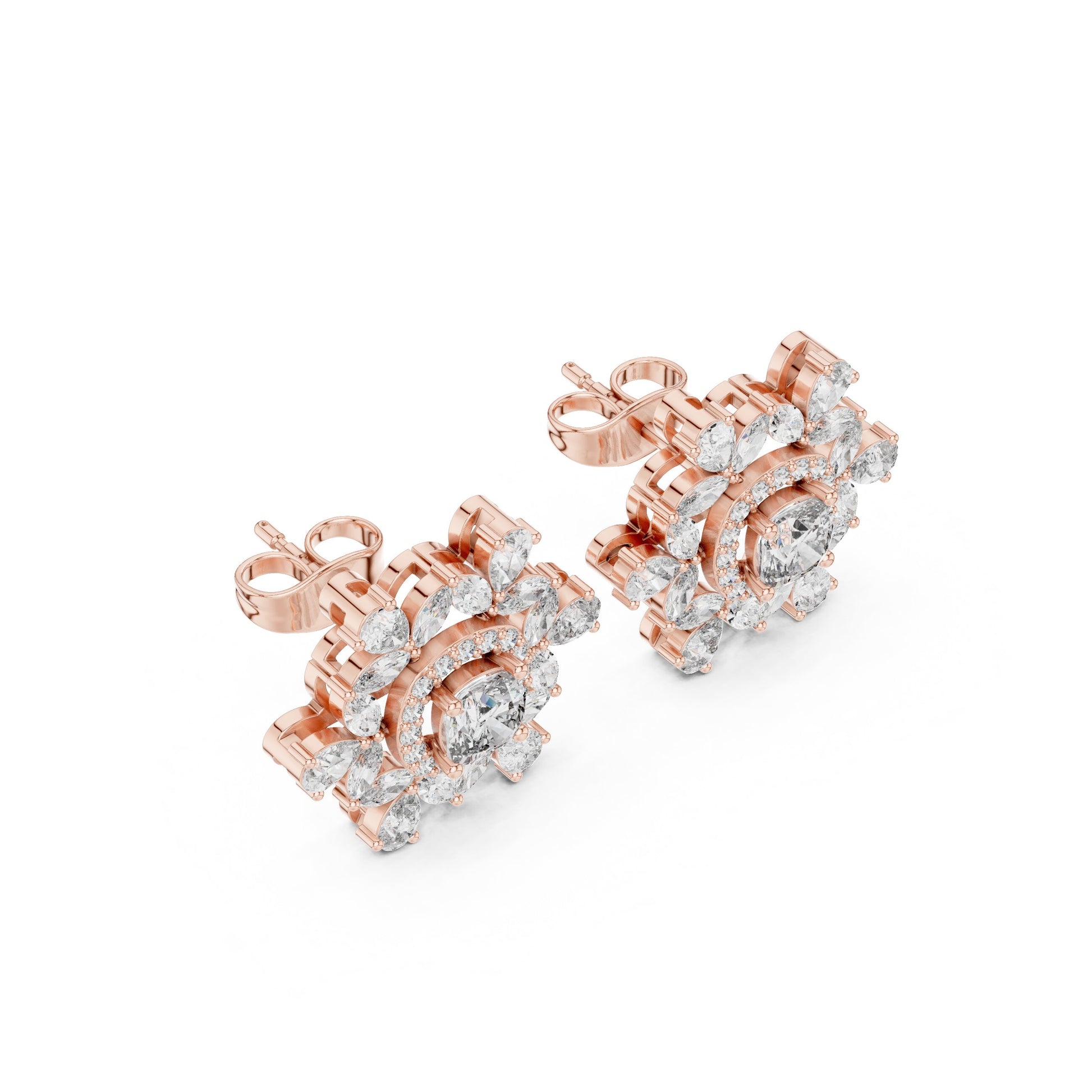 Mixed Shape Lab Grown Diamond Cluster Earrings
