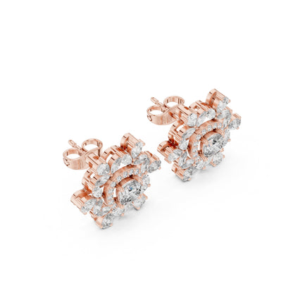 Mixed Shape Lab Grown Diamond Cluster Earrings