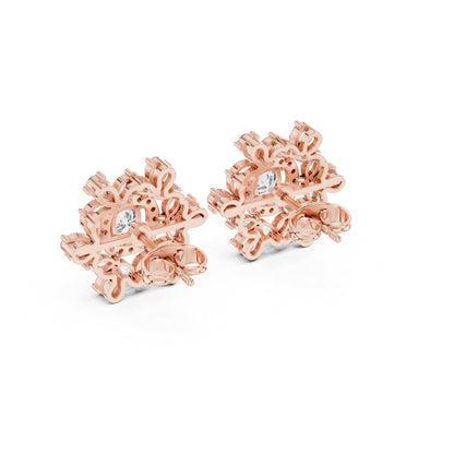 Mixed Shape Lab Grown Diamond Cluster Earrings