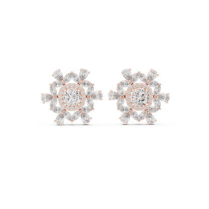 Mixed Shape Lab Grown Diamond Cluster Earrings