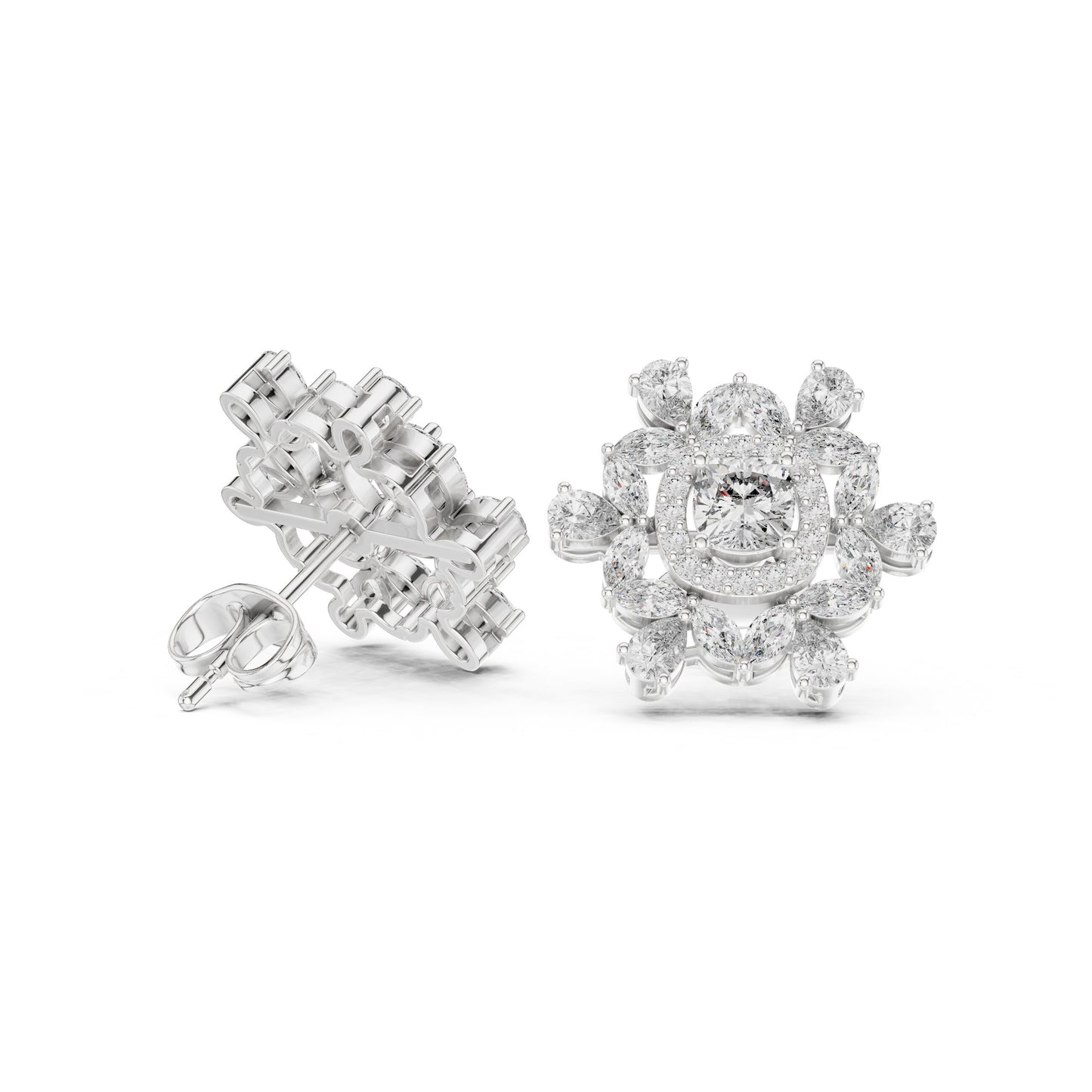 Mixed Shape Lab Grown Diamond Cluster Earrings