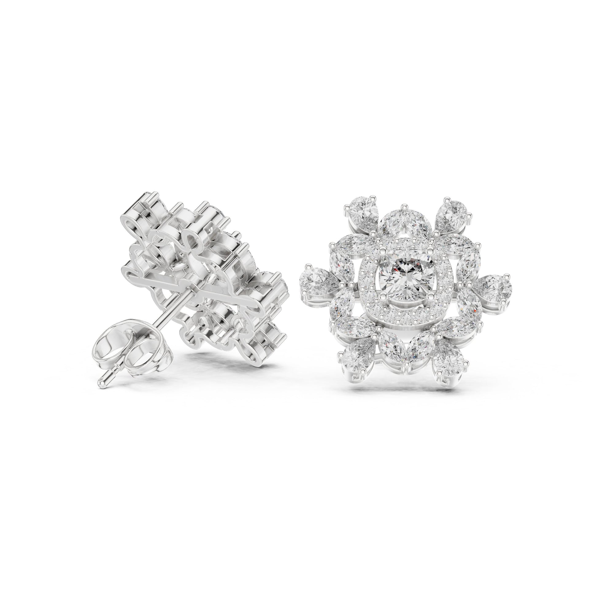 Mixed Shape Lab Grown Diamond Cluster Earrings