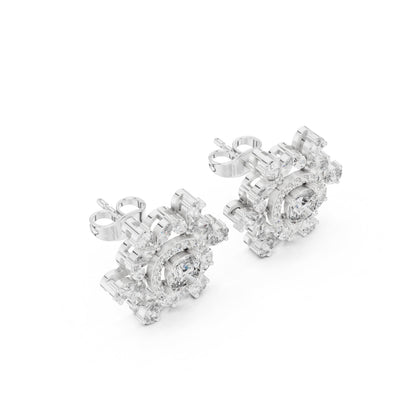 Mixed Shape Lab Grown Diamond Cluster Earrings