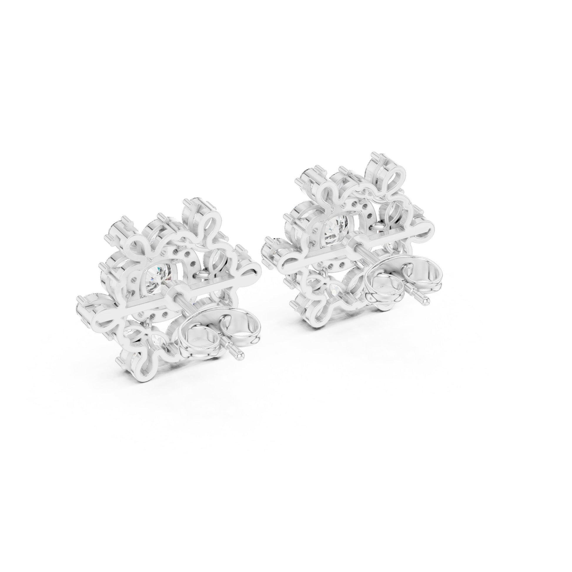 Mixed Shape Lab Grown Diamond Cluster Earrings