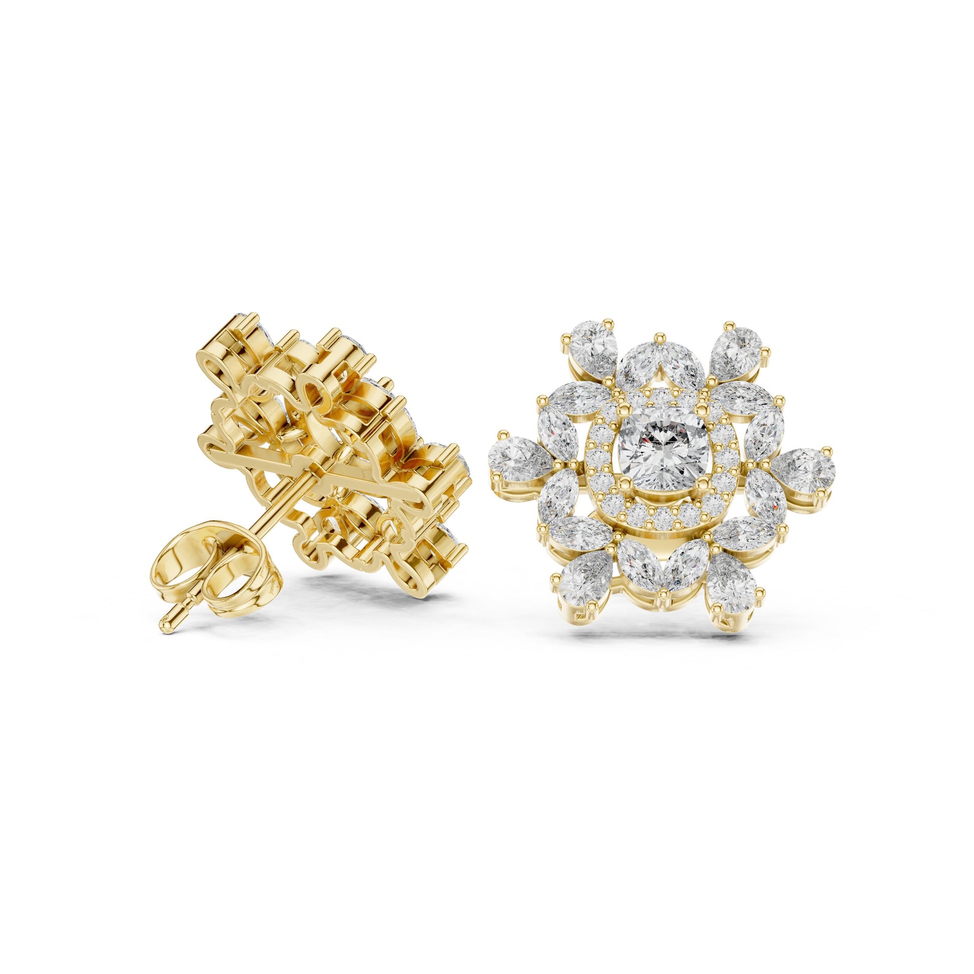 Mixed Shape Lab Grown Diamond Cluster Earrings