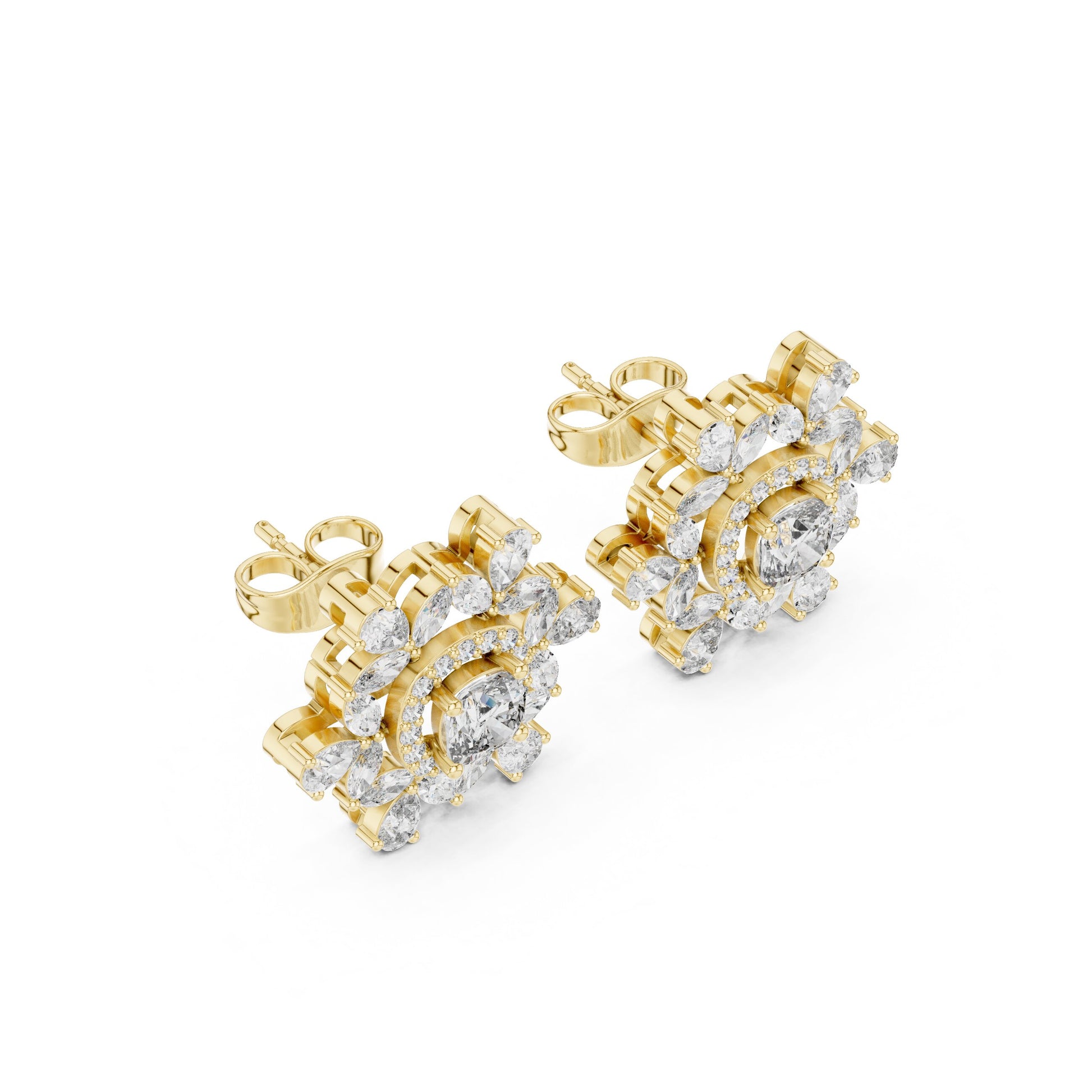 Mixed Shape Lab Grown Diamond Cluster Earrings